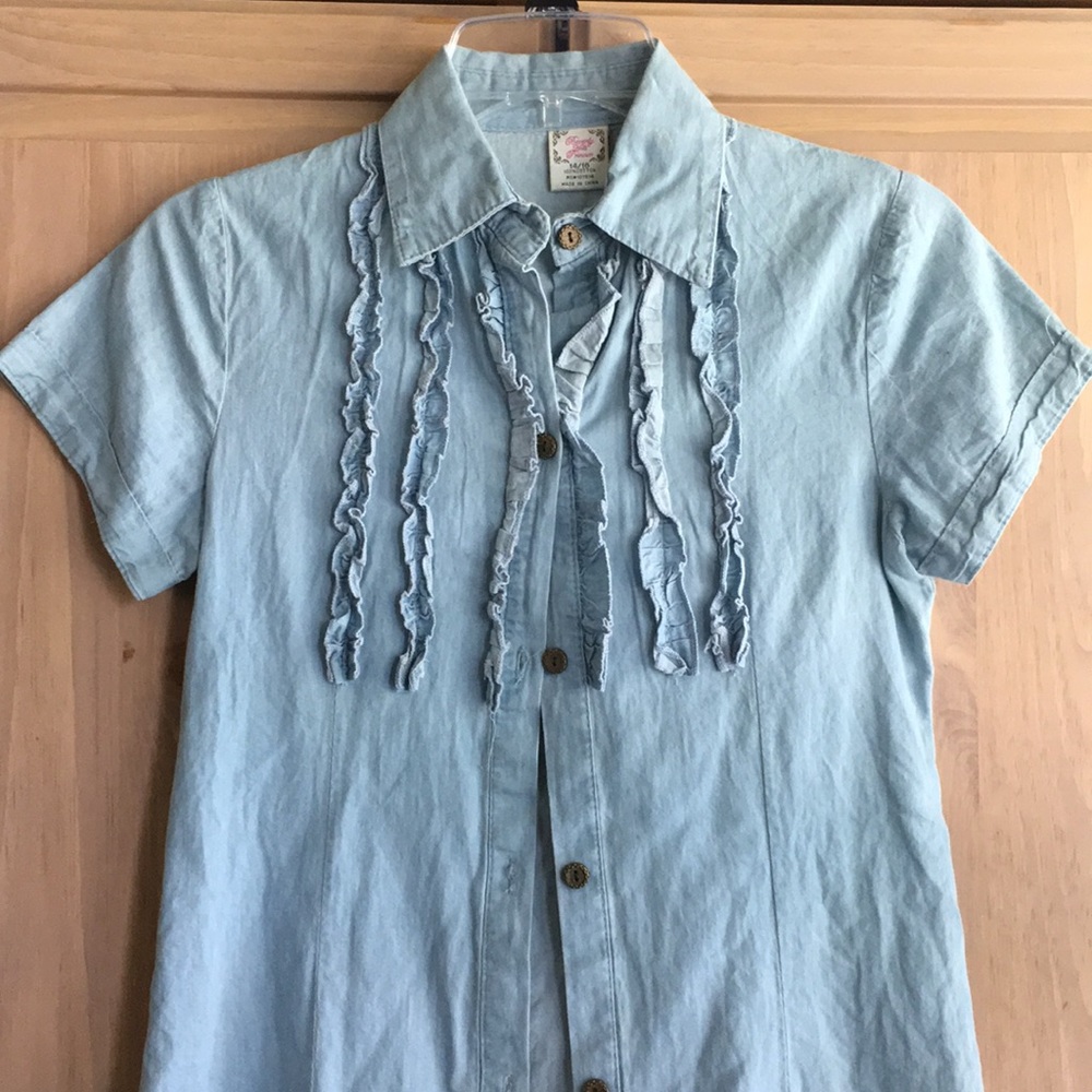 NWOT Denim Ruffles Collar Tunic - Picture 2 of 4